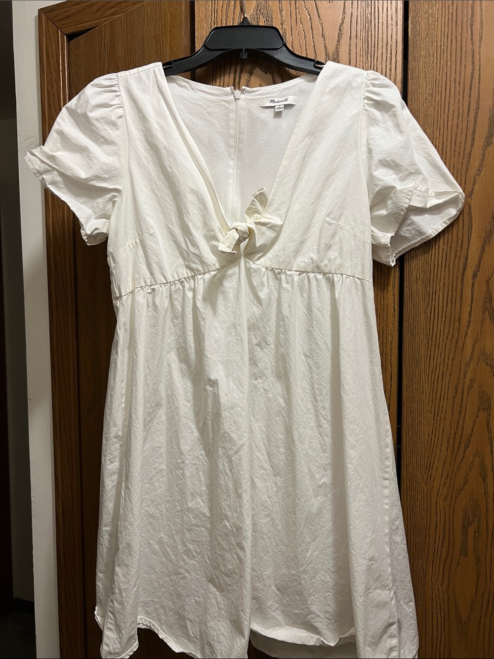 Madewell White Tie-Front Babydoll Dress